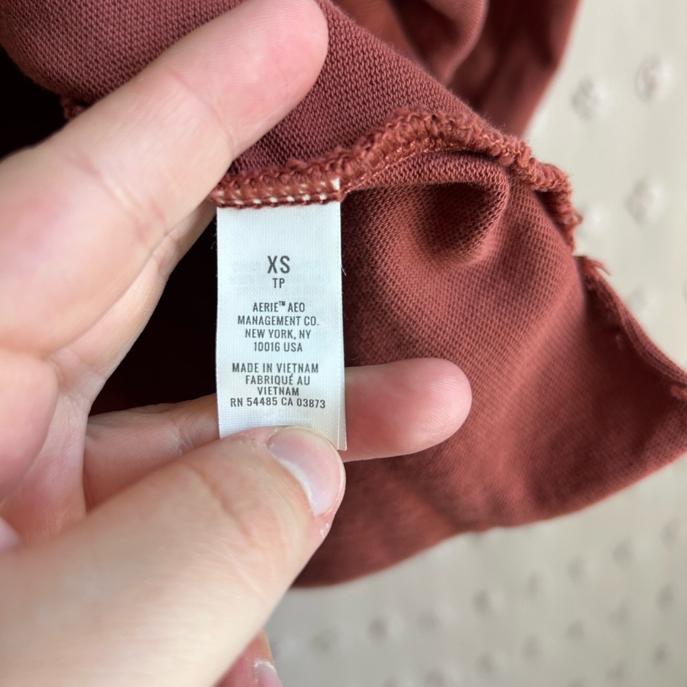 Aerie‎ Lace Up Oversized Hooded Long Sleeve Sweatshirt Sz XS Rust Red - Picture 5 of 6